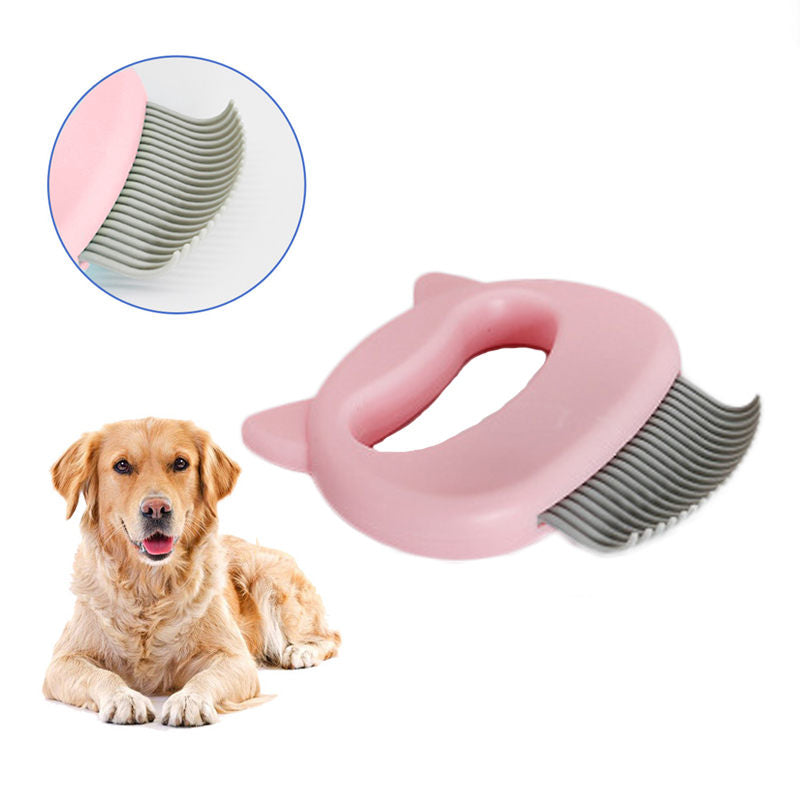 Pet Hair Removal Massaging Shell Comb Soft Deshedding Brush for Long and Short Hair Puppy Bunny-Pink