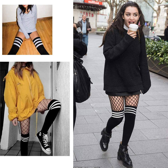 6 Packs A Womens Long Striped Socks Over Knee Thigh High Socks Warm Stocking