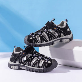 Boys Girls Sport Water Sandals Closed-Toe Outdoor Non-slip Flat-Black