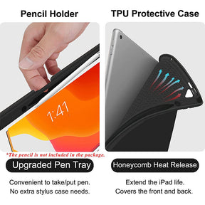 Removable Square Keyboard Case For iPad 7 Color Backlit with Pen Slot Wireless BT Lightweight Case-Black