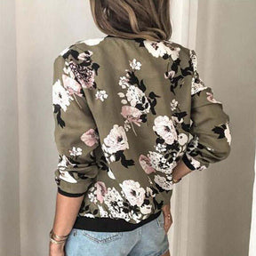 Womens Jackets Lightweight Zipper Bomber Jacket Cropped Coat-ArmyGreen