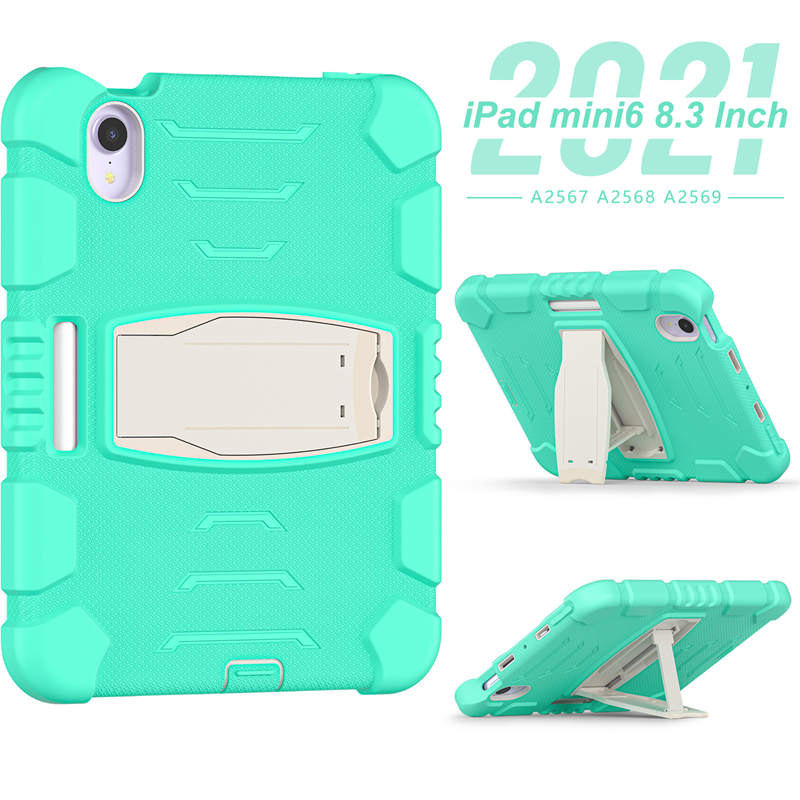 KingKong iPad Case For iPad Mini 6 Three-Layer Hybrid Protective Case With Holder-MintGreen