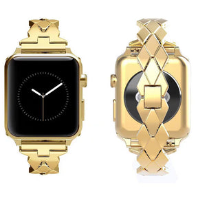 LX Stainless Steel Watch Band Quick Release Wristbands for Apple IWatch Series SE/1/2/3/4/5/6 For Women-Gold