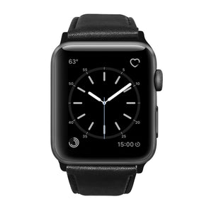 Oil Wax Leather Watch Strap For Apple iWatch-Black