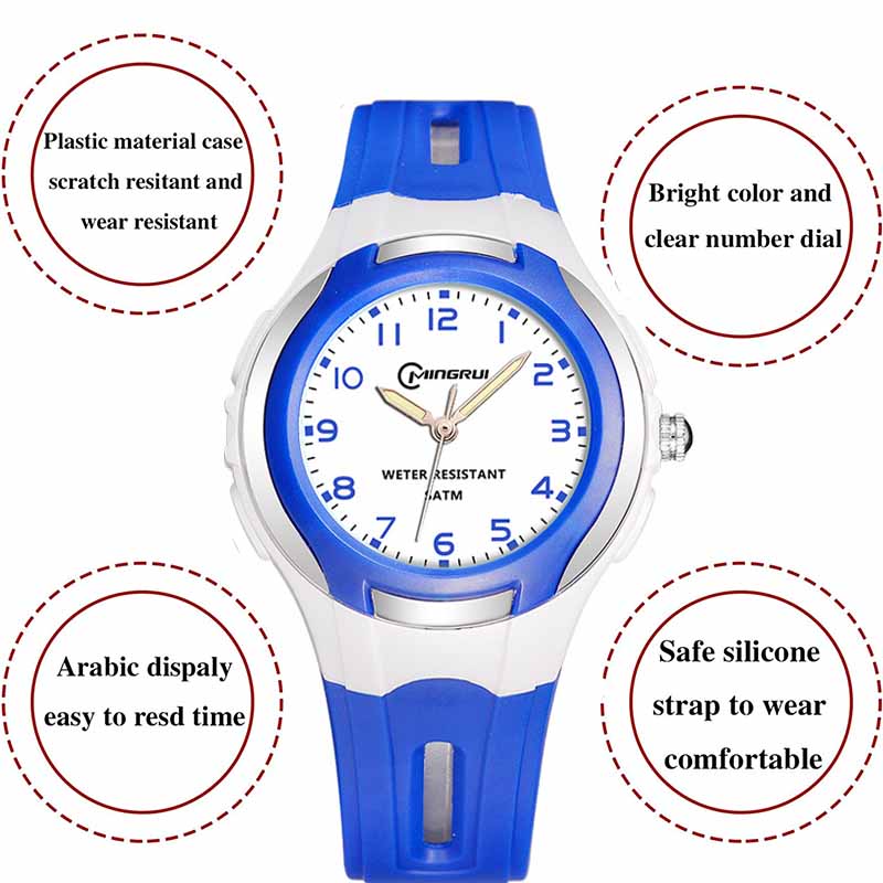 Kids Waterproof Learning Time Wrist Watch-DarkBlue