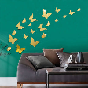 Removable Crystal Acrylic Mirror Butterfly Home Decoration Fashion Art Wall Stickers-Gold