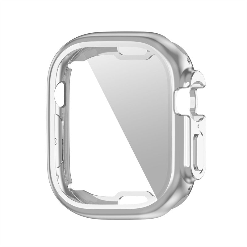 TPU Anti-Scratch Protective Case with Screen Protector for Apple Watch Ultra 49mm-Silver