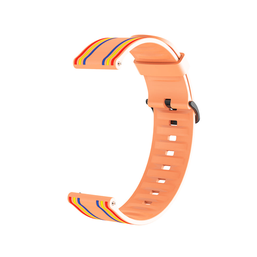 Silicone Band Striped Watch Band For Samsung Galaxy Watch 42/46mm Gear S3 Frontier/Classic(Rainbow Flesh)