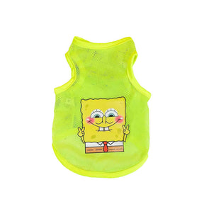 Dog Shirt Puppy Breathable Printed Mesh Clothes Vest T-Shirt Costume-Spongebob