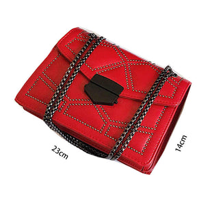 Small Shoulder Chain Bag Ladies Square Crossbody Bag-Red