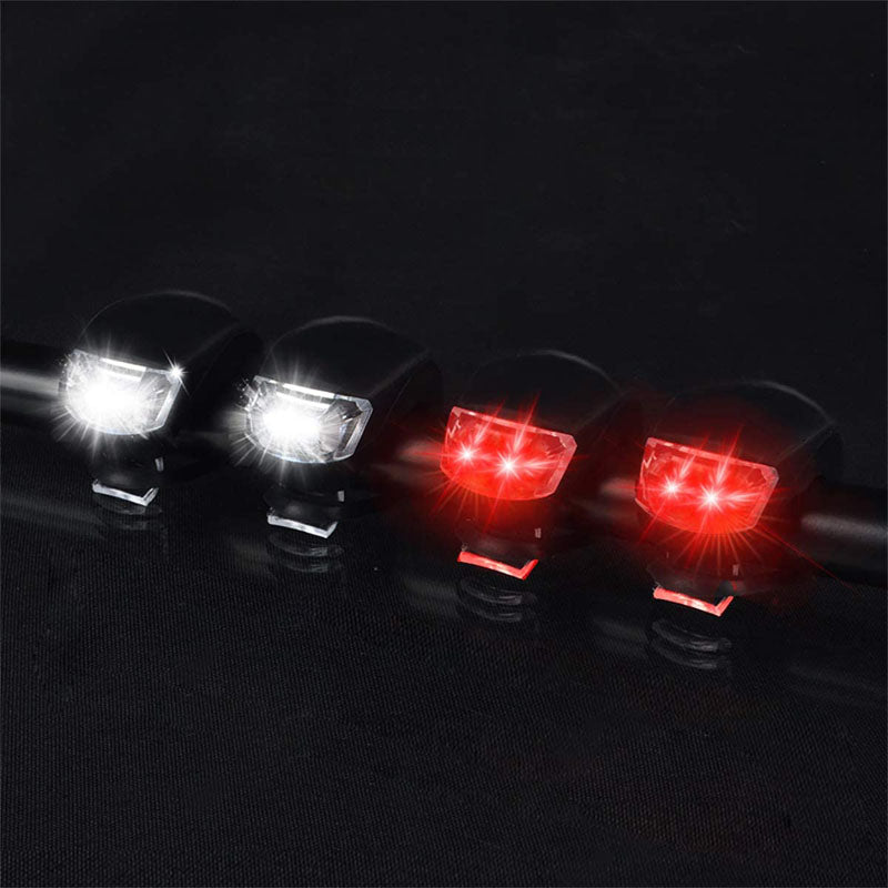 LED Bicycle Silicone Tail Light Kit Waterproof Mountain Bike Headlight 4 Pack Black