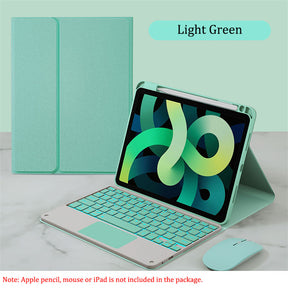 Removable Keyboard Case For iPad Air 4/iPad Air 5/iPad Pro 11 7 Color Backlit with Touch Panel Pen Slot-MintGreen