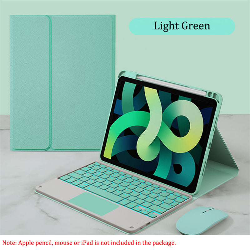 Removable Keyboard Case For iPad Air 4/iPad Air 5/iPad Pro 11 7 Color Backlit with Touch Panel Pen Slot-MintGreen