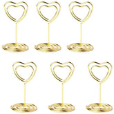 20 Pieces Mini Place Card Holders Table Number Stand Table Card Holder Wire Table Picture Photo Holder-Gold-heart Shaped