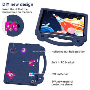 Strawberry iPad Case Silicone Shockproof with Handle for iPad 10.2 inch 2021/2020/2019-NavyBlue