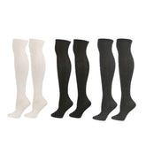 3Packs Women Extra Long High Socks Knit Warmers Thick Tall Long Boot Stockings Leg-WhiteBlackDarkGray