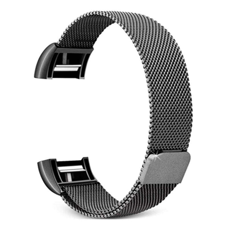 Stainless Steel Magnetic Strap For Fitbit Charge 2 Replacement Bracelets Milanese-Black