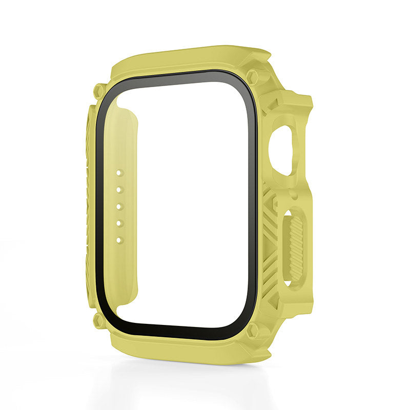 Waterproof iWatch Case PC Screen Protector for Apple Watch Series 7/8-Yellow