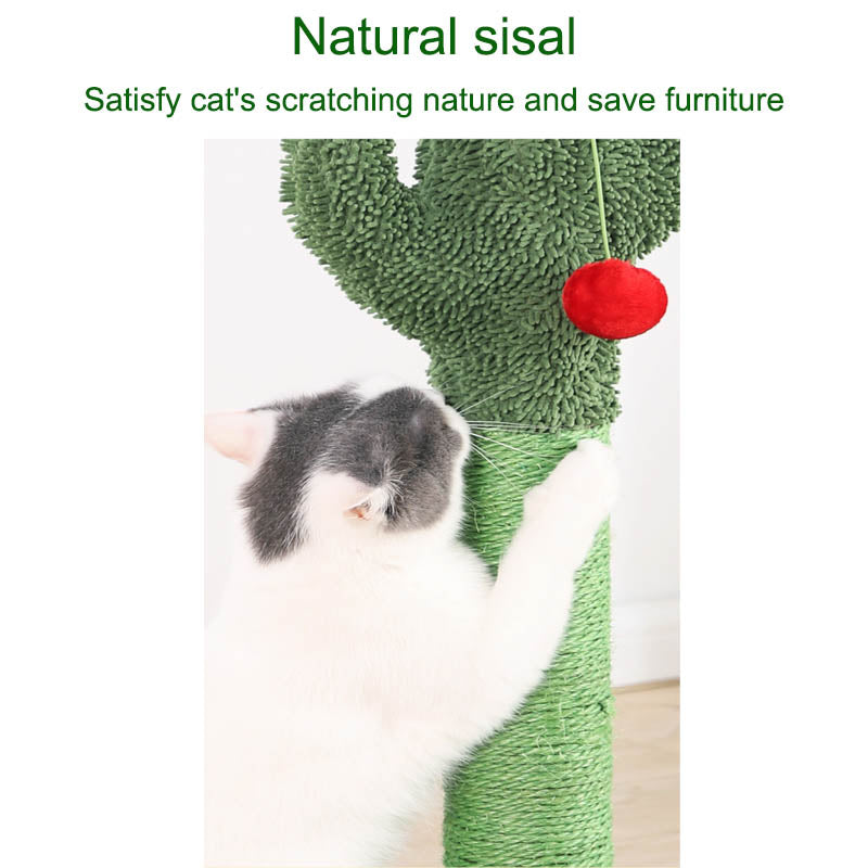 Cactus Scratching Post with Natural Sisal Rope Hanging Ball for Cats