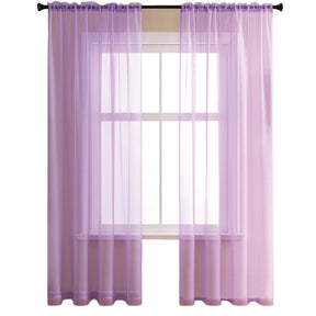 2 Panels Sheer Voile Rod Pocket Elegance Curtains for Living Room Bedroom-26