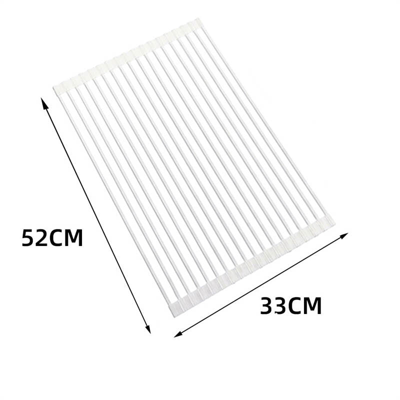 Over The Sink Multipurpose Roll-Up Dish Drying Rack 52*33CM-White