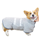 Dog Bathrobe Microfibre Fast Drying Towel Adjustable Collar Waist-Zebra Grey