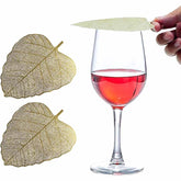 2 Pack Wine Glass Cover 304 Stainless Steel Creative Leaves Shape Cup Lid-Set2