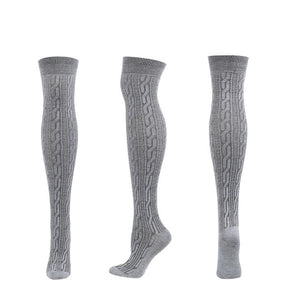 2Packs Women Extra Long High Socks Knit Warmers Thick Tall Long Boot Stockings Leg-BlackGray
