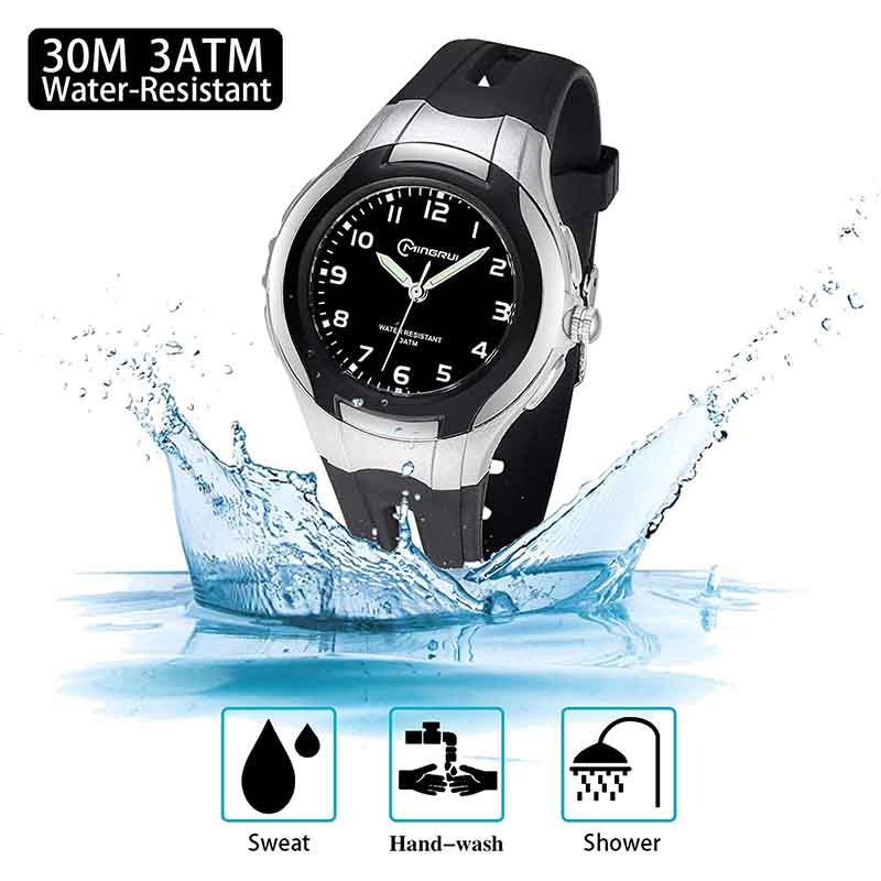 Kids Waterproof Learning Time Wrist Watch-Black