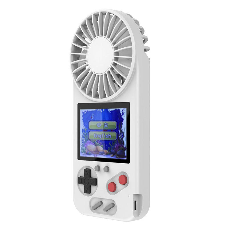 Handheld Game Console with USB Fan Built-in 500 Classic Games for Kids Adult-White