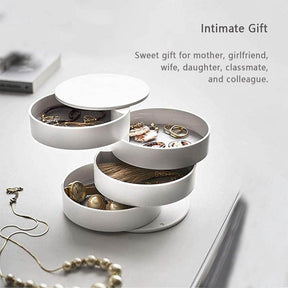Earring Holder Simple 4-Layer Rotating Travel Jewelry Box-White
