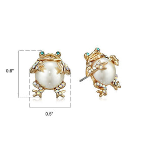 Pearl Critters Cute Frog Stud Earrings