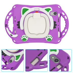 CatB Silicone Case For iPad Mini 6 Shockproof Shoulder Strap Handle Stand-Purple