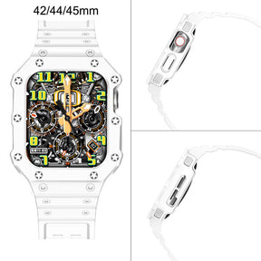 Sport Rugged Watchbands with Bumper Case Compatible for Apple Watch-All White