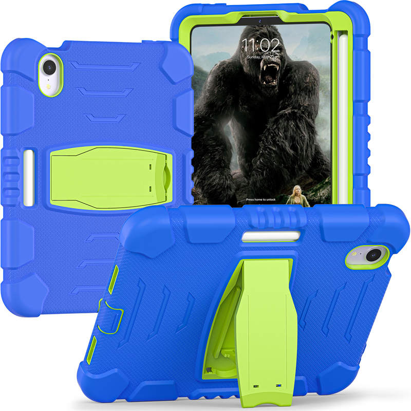 KingKong iPad Case For iPad Mini 6 Three-Layer With Holder-BlueLime