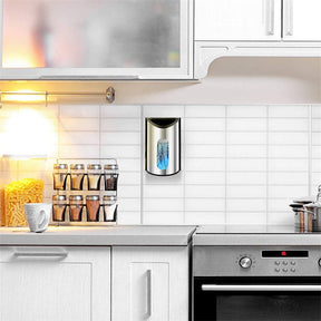 Stainless Steel Kitchen Plastic Bag Holder and Dispenser for Plastic Bags Easy Wall Mount Bag Saver