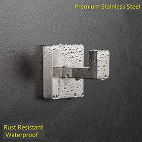 2 Pack Bathroom Hooks 304 Stainless Steel Square Wall Hooks-Silver