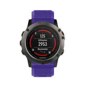 26mm Strap For Garmin Fenix 5X/5X Plus/3/3 HR/6X/6X Pro Watchband Quick Release Easy Fit Silicone Bands Silver Buckle-Purple