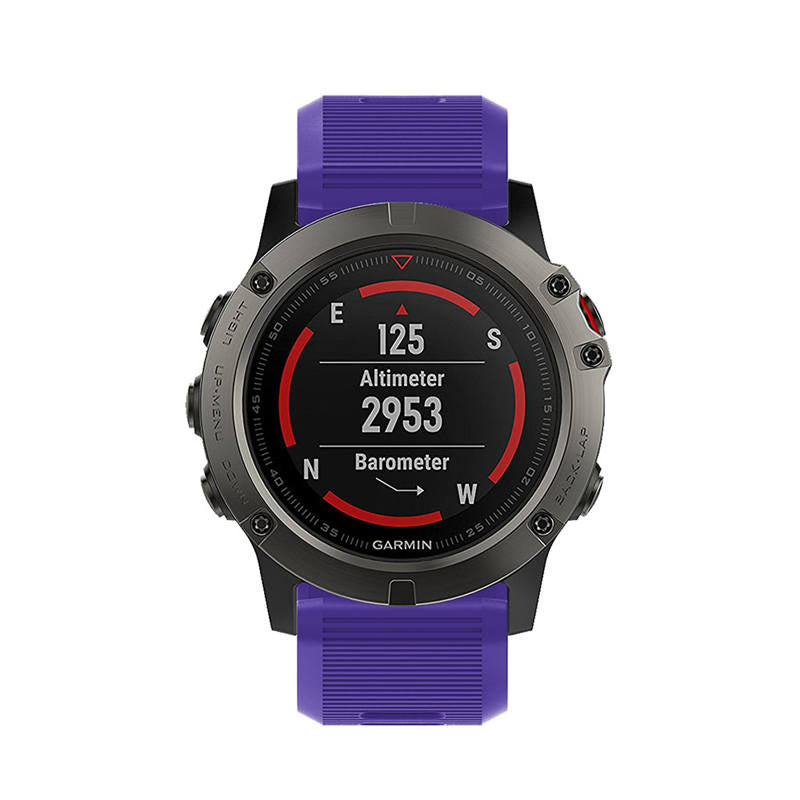 26mm Strap For Garmin Fenix 5X/5X Plus/3/3 HR/6X/6X Pro Watchband Quick Release Easy Fit Silicone Bands Silver Buckle-Purple