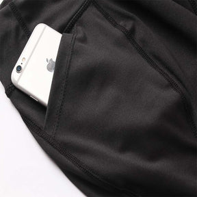 Women Yoga Shorts With Pocket High Waist Fitness Leggings Sports Running Quick Drying Perspiration Tights 2034-Black