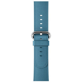 Litchi Pattern Leather Replacement Watch Band For iWatch Series SE/6/5/4/3/2/1-SeaBlue