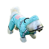 Dog Raincoat with Hood Lightweight Waterproof 4 Legs Slicker-Blue