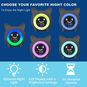 Alarm Clock with Five Color Night Light for Kids Bedroom-Blue