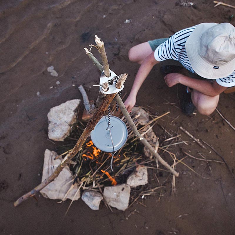 Stainless Steel Camping Tripod Board with Adjustable Chain for Hanging Cookware