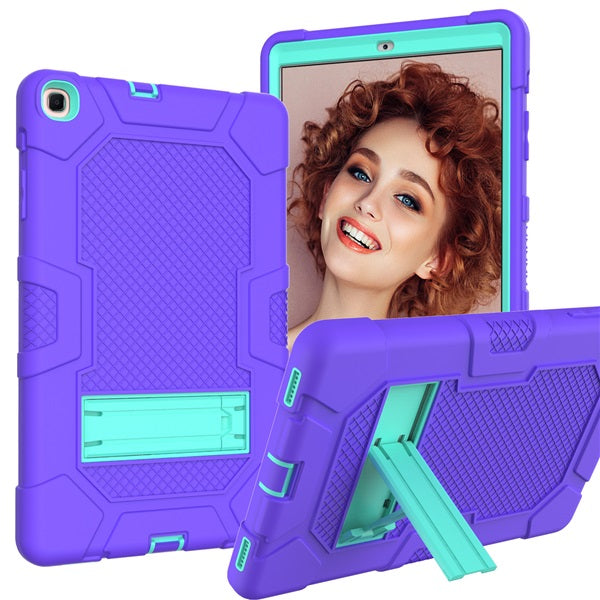 B3 Robot Tablet Case Silicone Shockproof Protective Stand Cover For Samsung Galaxy Tab A 10.1 T515/T510£¨2019)-Purple&Mint Green