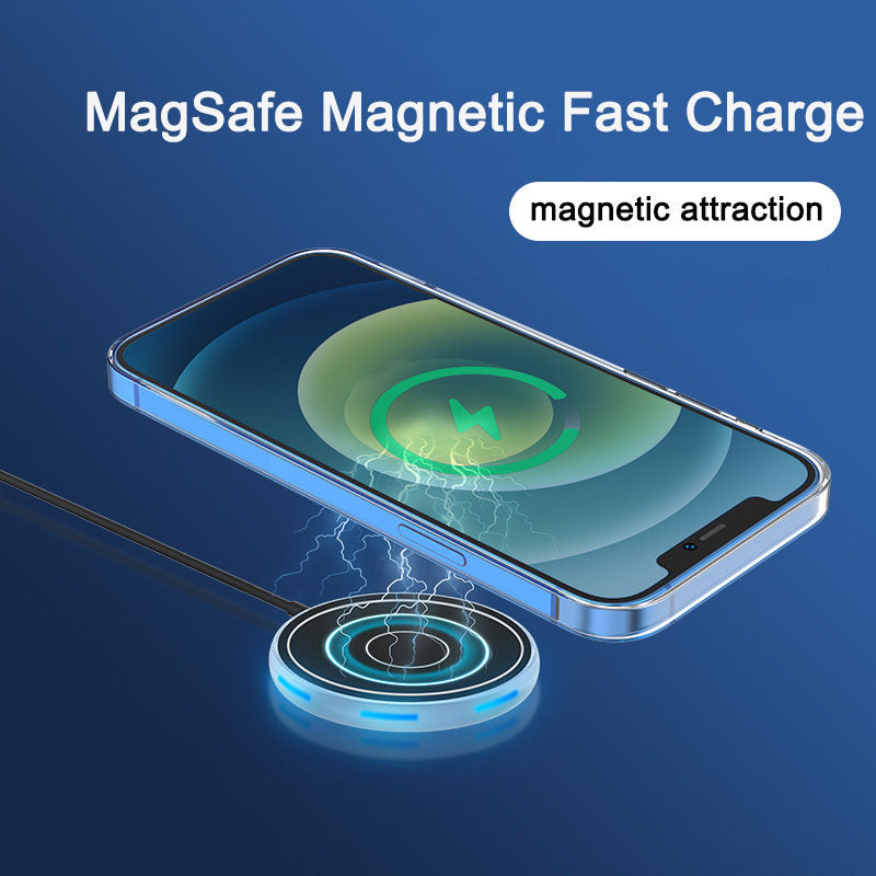 LED Magsafe Magnetic 15W Wireless Charger for Apple 12 Series-White