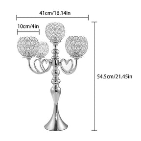 5 Arms Crystal Candelabra for Wedding Table Decoration-Silver