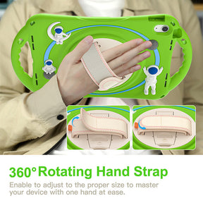 iPad Case Rugged Case with Handle Stand Shoulder Strap for iPad 10th 10.9 Inch 2022-Green