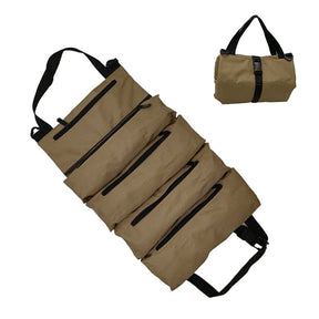 Multi-Purpose Roll up Tool Bag Organizer for Car Camping Gear-Khaki