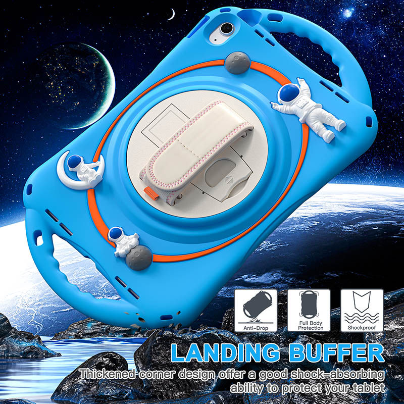 iPad Case Rugged Case with Handle Stand Shoulder Strap for iPad 10th 10.9 Inch 2022-LightBlue